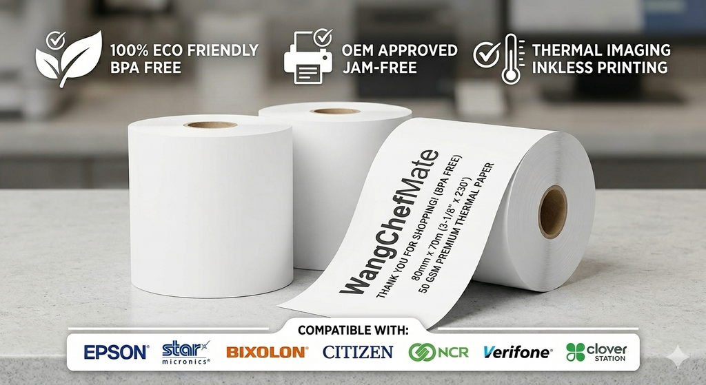 (50 Rolls) 3 1/8 x 230 Thermal Paper (80mm x 70m) premium paper for Star Micronics TSP100, TM-T88III, TM-T88IV, TM-T88V, TSP100, CT-S300 Receipt Printer Square POS Register, BPA Free