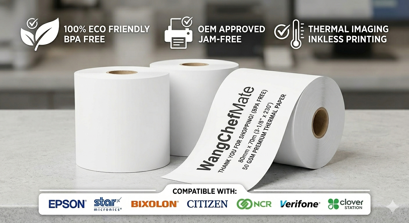 (50 Rolls) 3 1/8 x 230 Thermal Paper (80mm x 70m) premium paper for Star Micronics TSP100, TM-T88III, TM-T88IV, TM-T88V, TSP100, CT-S300 Receipt Printer Square POS Register, BPA Free